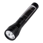 Solar Flashlight, PowerGreen Solar Rechargeable LED Torchlight with USB for Outdoor Sports(Black)