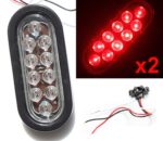 2 Clear Lens Red Oval Oblong Sealed 6″ LED Stop Turn Tail Light Kit with Grommet and Plug For Truck Trailer RV