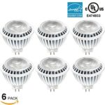 Torchstar #Dimmable# MR16 GU5.3 LED Light Bulb, 7W (50W Equivalent), ENERGY STAR, AC/DC 12V, 2700K Soft White, 40° Beam Angle, Damp Location Available, 5 YEAR WARRANTY, Pack of 6