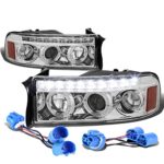 Dodge Ram BR/BE Pair of Dual Halo Projector LED Headlight+Wire (Chrome Housing)