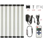LXG 12in Dimmable LED Under Cabinet Lighting, 18W 5000K Daylight 1600LM, Clear Cover Led Strips,11key Remote Control,6Pack