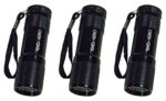 KMD Aero Red Light LED Black Aluminum Aviator Flashlight Preserves Night Vision for Aviation, Astronomy, Camping, Hunting, Turtle Watching (Pack of 3)