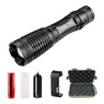 Iseason 900 Lumens LED Flashlight,5 Adjustable Modes Zoomable LED Tactical Flash light Torch Lamp Aluminum LED Flashlight Lighting Lamp [Rechargeable Battery and Charger Included] – Black