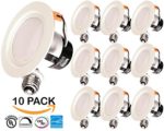 10 PACK – 12Watt 4-inch ENERGY STAR UL-listed Dimmable LED Downlight Retrofit Recessed Lighting Fixture – 3000K Warm White LED Ceiling Light –650LM, CRI 91