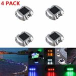 Solar Dock Driveway Path Warning Lights, SOLMORE 4 Pack LED Solar Lamps Waterproof for Outdoor Road Pathway Yard Deck Light White