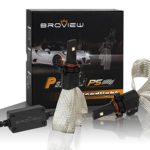 BROVIEW P5 LED Headlight Bulbs Clear Focused Beam Cooper Heatsink All in One Kit -9005 HB3 H10 50W 5,000LM 6500K White Cree w/ No Fan Headlamp Conversion Replace HID&Halogen -1 Yr Warranty -(2pcs/set)