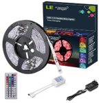 LE 12V Flexible RGB LED Strip Light Kit, Colour Changing, 150 Units 5050 LEDs, Non-Waterproof , Remote Controller and Power Adaptor Included, LED Tape, Pack of 16.4ft/5m