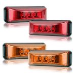 Partsam 2Amber+2Red Front Rear LED Marker Lights 3.9″ Side Marker Lamp 12V for Truck Trailer