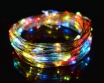 O-Best Color Changing String Lights 33Ft 10M 100 LEDs RGB Flashing Copper Wire Lights Starry LED Rope Lights For Seasonal Decorative Christmas Holiday Wedding with UL Listed Power Adapter (RGB)