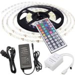 TWOPAGES 5M Waterproof Flexible Strip 300leds Color Changing RGB SMD5050 LED Light Strip Kit RGB 5M +44Key Remote+12V 5A Power Supply Led Strip Lights