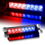 WoneNice 8 LED Strobe Dash / Deck / Windscreen Light Bar Beacon (Red/Blue)