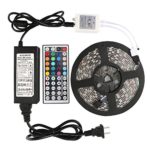 WenTop Led Strip Lights Kit Waterproof SMD 5050 16.4 Ft (5M) 300leds RGB 60leds/m with 44key Ir Controller and 12V Power Supply for Kicthen Bedroom Sitting Room and Outdoor