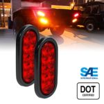 2pc 6″ Oval RED LED Trailer Tail Lights – Turn Stop Brake Trailer Lights for RV JEEP Trucks (DOT Certified, Grommet & Plug Included)