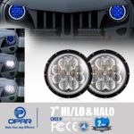 Opar New 2PCS 40W Hi/Lo 7inch LED Healights with Blue DRL & Angel Eyes for 1997-2017 Jeep Wrangler TJ JK Sahara Rubicon