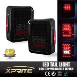 Xprite Smoke Lens Red LED Tail Light Assembly w/ Turn Signal & Back Up For Jeep Wrangler JK JKU 2007 – 2017