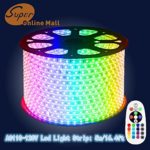 SuperonlineMall™ AC 110-120V Flexible RGB LED Strip Lights, 60 LEDs/M, Waterproof, Multi Color Changing 5050 SMD LED Rope Light + Remote Controller for Wedding Party Decoration (16.4ft/5m)