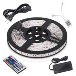 Toplus LED Strip Lights Kit Waterproof SMD 5050 RGB 16.4ft 5M 300LEDs Dimmable Led Strips Color Changing Flexible LED Rope Lights with 44Key Remote + 12V 5A Power Supply + IR Control Box