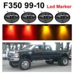 Pack of 4 TMH Smoked Lens 2 Amber + 2 Red LED Fender Bed Side Marker Lights Assembly For 1999-2010 Ford F350 F450 F550 Heavy Duty