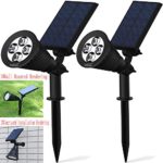 Solar Lights,Solar Powered Spotlight 2-in-1 Adjustable 4 LED In-Ground Light Landscape Wall Light Waterproof Security Light for Outdoor Yard Garden Lawn – Auto-On / Off – The 3rd Gen-2 pack