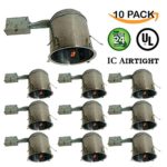 10 PACK – 6″ inch Remodel LED Can Air Tight IC Housing LED Recessed Lighting- UL Listed and Title 24 Certified