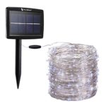 RockBirds Solar String Lights, 72Ft 150 LED Copper Wire Light for Gardens, Patio, Party White