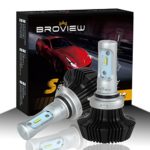 BROVIEW S7 HB4 9006 LED Headlight bulbs Conversion Kit – 50W 8000Lumen 6500K White – Lumileds Chip LED Headlight Replacement – Base Reversible – 2 Yr Warranty – (2pcs/set)