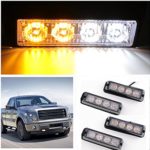 XYZCTEM White & Amber Waterproof Emergency Beacon Flash Caution Strobe Light With 16 Mode Light For Car/Truck/SUV Etc(4 pcs)