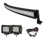 EasyNew® 42″ 240W Curved LED Work Light Bar IP68 Waterproof Flood Spot Combo Beam for Offroad SUV UTE ATV Truck with FREE 2PCS 18W LED work lights and Wiring Harness and Mounts