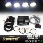 Xprite 120W 4 LED Bulbs Hide-A-Way Emergency Hazard Warning Strobe Lights – White