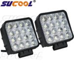 Sucool 2pcs One Pack 4 Inch Square 48w Led Work Light Off Road Flood Lights Truck Lights 4×4 Off Road Tractor Jeep Work Lights Fog Lamp for Jeep Cabin/boat/suv/truck/car/atv/vehicles/automative/jeep/marine