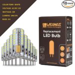 Weanas 10x G4 Base 48 LED Light Bulb Lamp 3 Watt AC DC 12V/10-20V White Undimmable Equivalent to 20W T3 Halogen Track Bulb Replacement 360 Degree Beam Angle