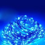 Livingly Light 100 LEDs Solar Powered Starry String Lights 39ft Copper Wire Fairy Lights Holiday Ambiance Lighting Décor for Outdoor Homes Gardens Weddings Christmas Parties, Blue Color
