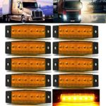 AUDEW 10 Pcs 3.8” 6 LED Amber Side Marker Light Trailer Marker Lights Rear Side Marker Lights Indicator Lights for Truck Bus Boat Cab Rv Lorrieds Jeep Suv