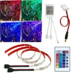 Rayhoo Computer RGB LED Light Strip with Remote control, RGBW LED Light Flexible Lamp Strip DC 12V for PC Computer Case, 2*50cm