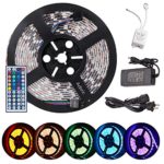 Adoric LED strip lights, 16.4ft 5m dimmable led strips SMD5050 RGB 300 LED Waterproof Flexible LED Lights with 44Key Remote+12V 5A Power Supply+IR Control Box