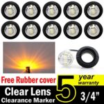 10 Pcs TMH 3/4″ Inch Mount Clear White LENS & Amber LED Clearance Markers, side marker lights, led marker lights, led side marker lights, led trailer marker lights, trailer marker light