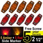 Tmh 2.5-Inch 5 Amber Lens and 5 Red Lens Side Marker LED Indicator