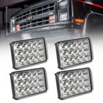 Partsam 4×6 Inch LED Headlights Sealed Beam Headlamp HID Xenon Replacement(4 PCS) H4656 H4651 4651 4652 H4652 H4666 H6545