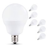 JCase LED Candelabra Light Bulbs, 5W (40W Incandescent Equivalent), 450lm, Daylight White (6000K), LED Lights for ceiling fan, E12 Base, Decorative G14 Globe Light Bulbs (6-PACK)