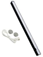 RTSU Magnetic Stick-on Anywhere Strip Table Lamp – Plastic Portable Touch-Activated Dimmable LED Desk Lamp Book Light Craft Light – Touch Dimmer Switch Tap Light Work Light USB Reading Lamp (Black)