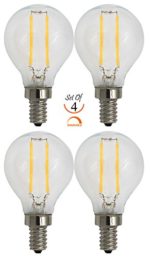 SleekLighting 2 Watt G16.5 E12 LED Filament Globe Light Bulb, Dimmble (25W Incandescent Replacement) Warm White 2700K – 4 pack