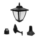 Nature Power 23206 16-Inch Bayport Solar Lamp with Super Bright Natural White LEDs and 3 Mounting Options, Black