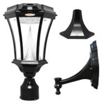 Gama Sonic Victorian Solar Outdoor LED Light Fixture with Motion Sensor, Bright-White LEDs, Pole/Post/Wall Mount Kit, Black Finish #GS-94FPW-PIR