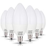 LOHAS Candelabra, LED Bulbs 60 Watt Equivalent-6W LEDs, Daylight (5000K) Light Bulbs Candelabra Base E12 LED, 180°Beam Angle, LED Lights for Home Lighting, LED Candles with Decoration(6 Pack)