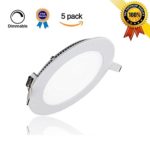 LAIN 5 Pack 15W LED Panel Light Fixture Ceiling Dimmable Recessed Lighting Fixtures led Lights Light Bulbs Round Lamp 4000K 1200lm Downlight with 7.1 Inch Cut Hole for Home Office Lighting Trim