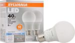 SYLVANIA, 40W Equivalent, LED Light Bulb, A19 Lamp, 2 Pack, Daylight, Energy Saving & Longer Life, Value Line, Medium Base, Efficient 6W, 5000K