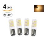 Lamsky 4-Pack Led BA15D Double Contact Bayonet Base AC110-130V 4W Led Light Bulb,T3/T4/C7/S6,Warm White 2700K,LED Halogen Replacement Bulb,No-Dimmable