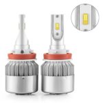 Simdevanma LED Automobile Headlight Bulbs with Advanced LED Chip and All-in-One Conversion kit-80W/8,000LM/6,000K-2 Year Warranty(Upgraded Version) (H11(H8,H9))