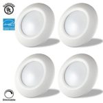 TORCHSTAR #Dimmable# LED Surface & Recessed Mount LED Downlight Kit, 85W Equivalent Disk Light for 4″, 5″, 6″ recessed Can and 4″, 5″ J-box, Energy Star, 3000K Warm White, 3 YEARS WARRANTY, Pack of 4