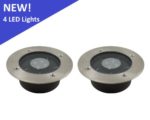 (2 Pack) Solar 4 White LED Round Recessed Deck Dock Patio Light